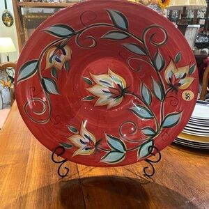 Gail Pittman Southern Living at Home Red Floral Round Serving Bowl